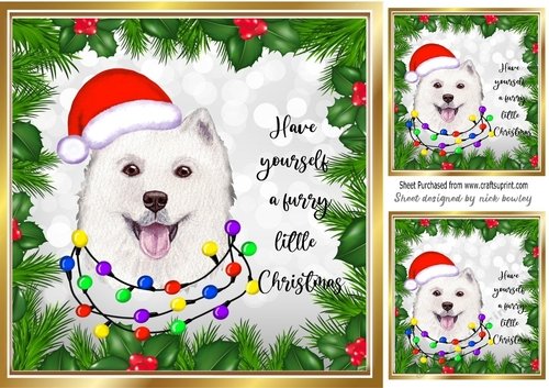 Holly and red berry 8x8 frame with dog(one)