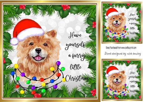 Holly and red berry 8x8 frame with dog (two)