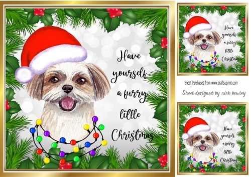 Holly and red berry 8x8 frame with dog (three)