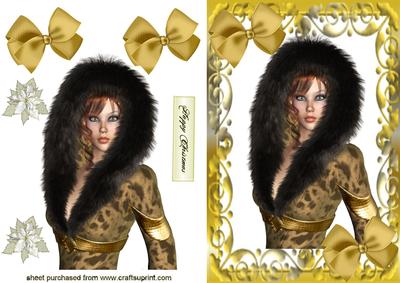 Pretty Lady in Gold/black Fur