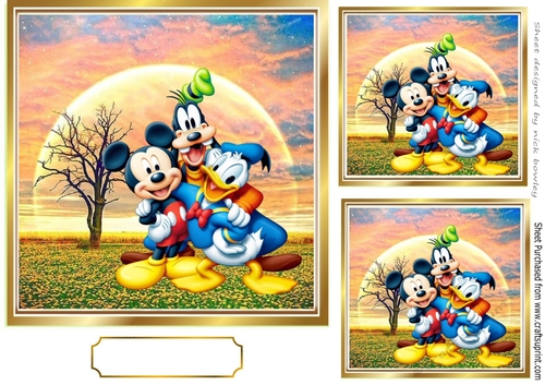 Lovely Mickey with friends autumn with tree 7x7