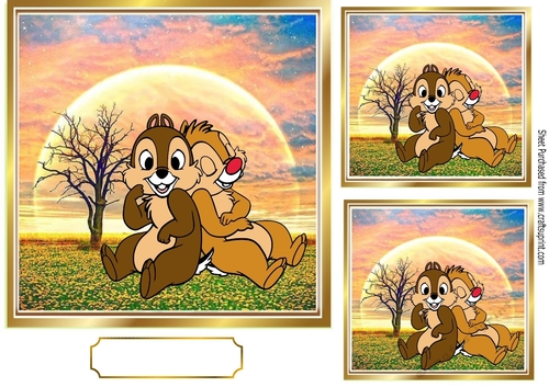 Lovely sleepy chipmunks autumn with tree 7x7