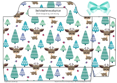 Lovely Big Tote Gift Bag of cute deers and trees