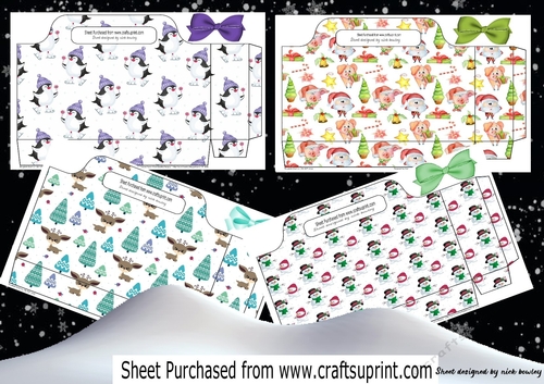  4 Lovely fun big tote Gift Bags of cute christmas designs mini kit