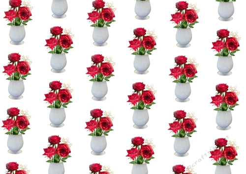 Pretty red roses in a white vase backing paper