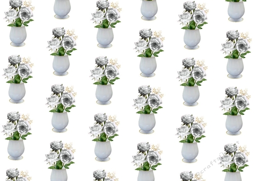 Pretty white roses in a white vase backing paper