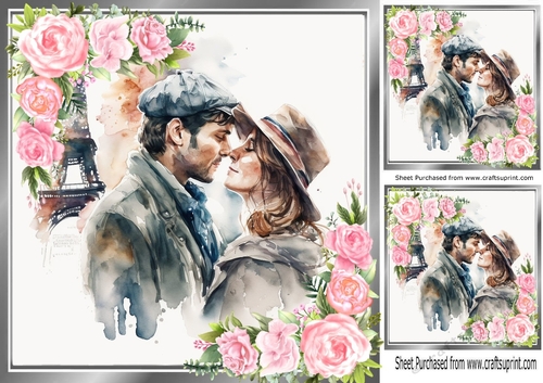 Lovely portrait of a romantic couple with pink roses 8x8 (two)