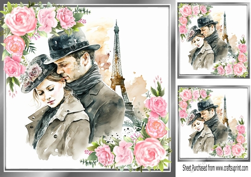 Lovely portrait of a romantic couple with pink roses 8x8 (three)