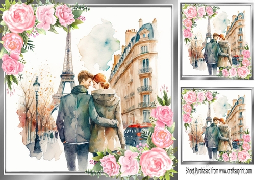 Lovely portrait of a romantic couple with pink roses 8x8 (four)