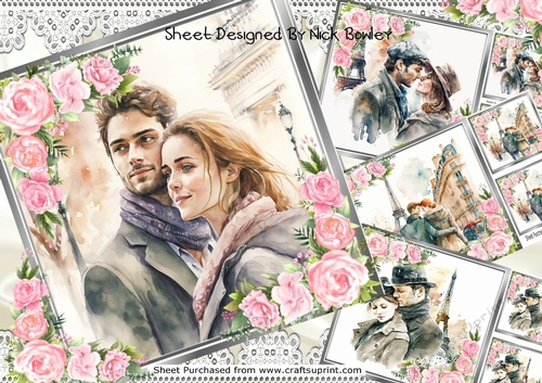  4 Lovely portrait of a romantic couples with pink roses 8x8 Mini kit