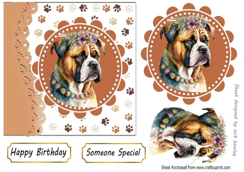 Lovely dog in frame with topper 7x7 (one)