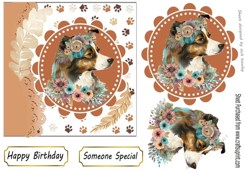 Lovely dog in frame with topper 7x7 (two)