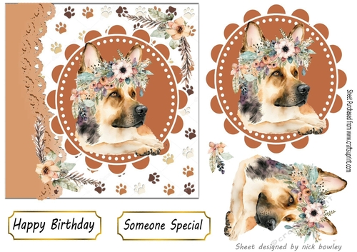 Lovely dog in frame with topper 7x7 (three)