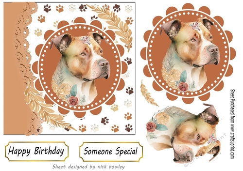 Lovely dog in frame with topper 7x7 (four)
