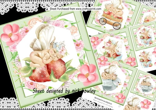  4 Sweet Little Baby Faeries Sleeping 7x7  flowers Mini kit