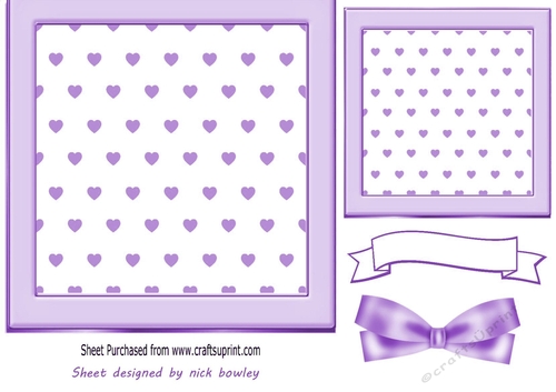 Lovely Purple Heart Toppers 7x7 with Bow