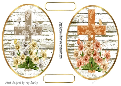  2 Lovely Toppers with Crosses with Daffodils (one)
