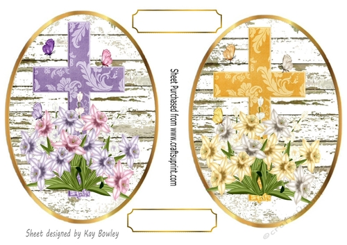 2 Lovely Toppers with Crosses with Daffodils (two)