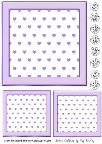 Purple Heart Toppers 7x7 With Diamonds