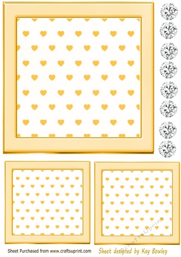 Gold Heart Toppers 7x7 With Diamonds