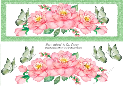 Pretty water colour pink flowers DL Card