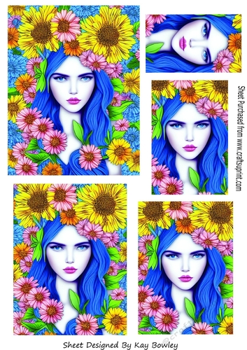 Pretty Modern Art Lady with flowers pyramids(one)