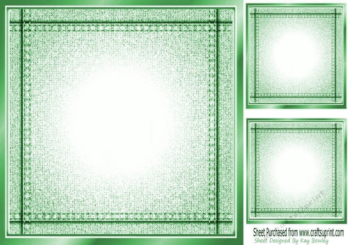 Lovely Stitched Denim Green Card Fronts/Insert