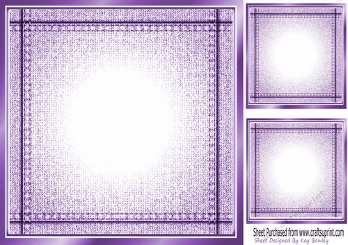 Lovely Stitched Denim Purple Card Fronts/Insert