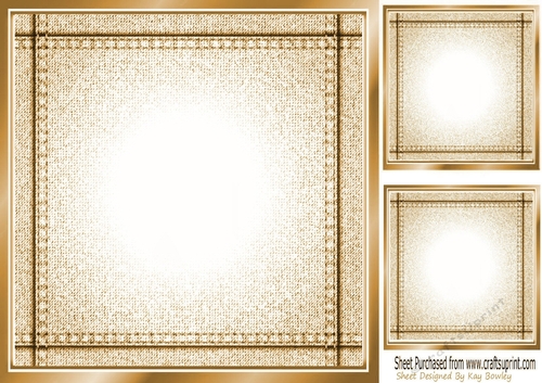 Lovely Stitched Denim Gold Card Fronts/Insert