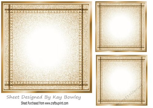 Lovely Stitched Denim Gold Card Fronts/Insert 7x7