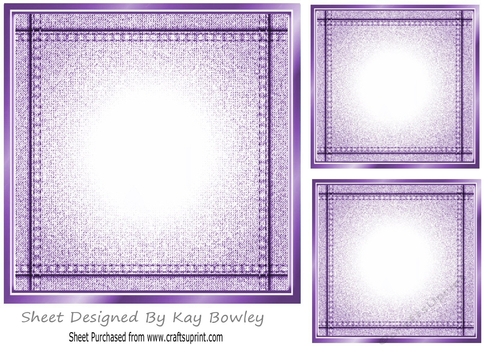 Lovely Stitched Denim Purple Card Fronts/Insert 7x7