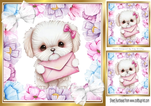 I Have A Card For You! Sweet Puppy in 8x8 Flower Frame