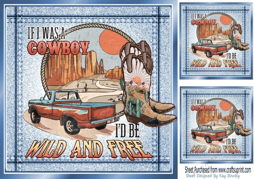  Denim Blue Card Front 8x8 With Western Style