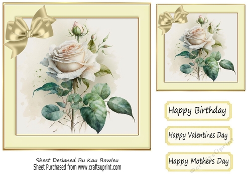 Pretty White  Roses in Cream Frame With Bow 7x7 (four)