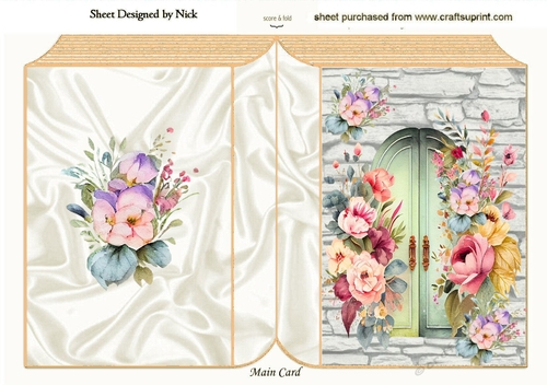 Pretty Floral Doors With Brick Wall Folded Book (three)