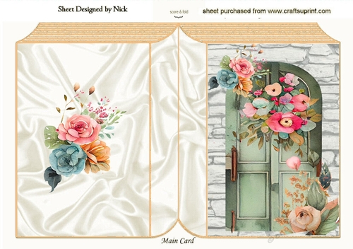 Pretty Floral Doors With Brick Wall Folded Book (four)