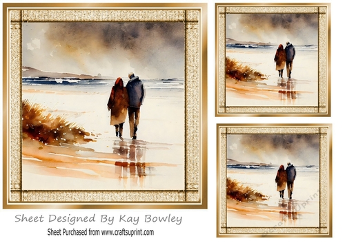 Romantic Stroll on the  Beach (five) 7x7