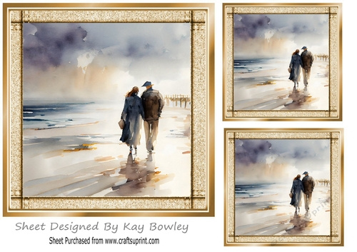 Romantic Stroll on the  Beach (six) 7x7