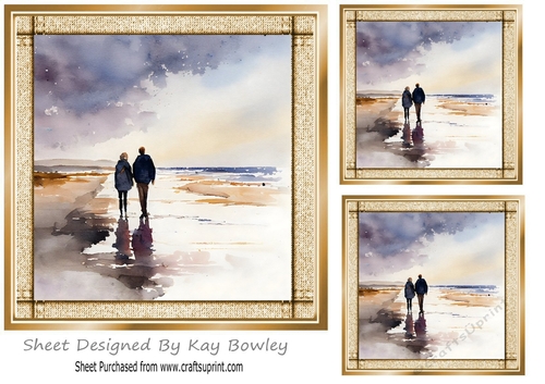 Romantic Stroll on the  Beach (seven) 7x7