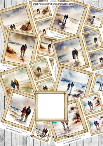  8 Lovely Romantic Couples  a stroll on the  Beach 7x7 Bumper Kit