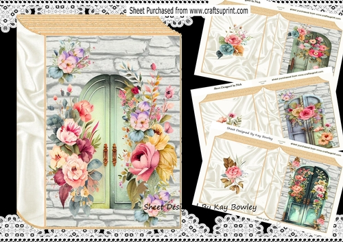 4 Pretty Floral Doors With Brick Wall Folded Books A5 Mini kit