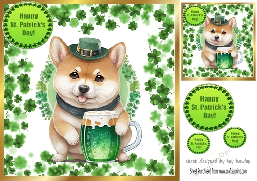 Cute Puppy in St Patricks Clover Frame 8x8 (one)