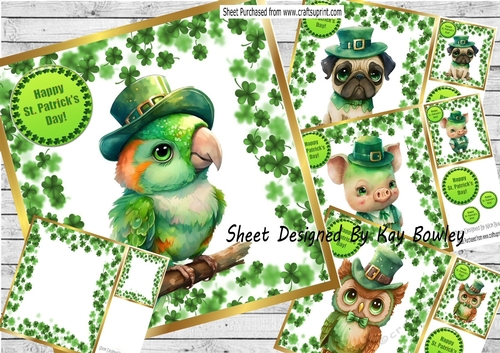  4 Cute Animals in St Patricks Clover Frame 8x8 Mini Kit (SET ONE)