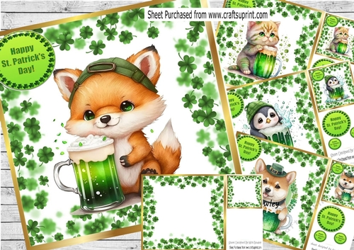 4 Fun Animals in St Patricks Clover Frame 8x8 Mini Kit (SET TWO)