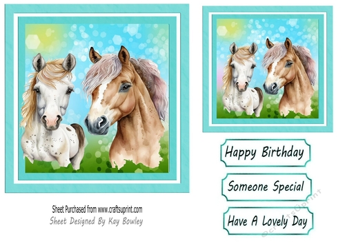 Cute Horses In turq 6x6 Frame (two)