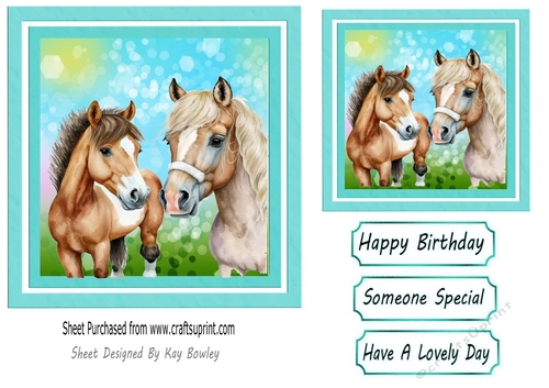 Cute Horses In turq 6x6 Frame (three)