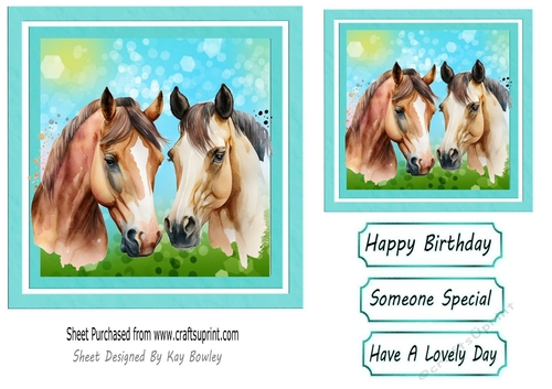 Cute Horses In turq 6x6 Frame (four)