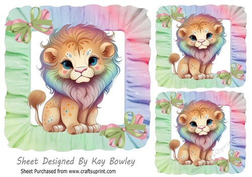 Frill Rainbow 7x7 Frames/Toppers with cute lion (two)