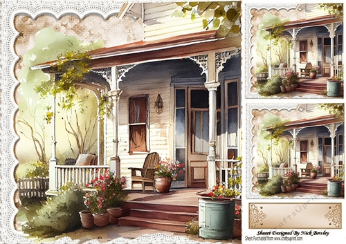 Pretty Floral Porches With Lace 8x8 (one)