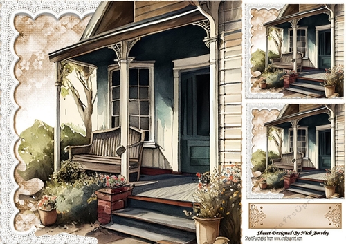 Pretty Floral Porches With Lace 8x8 (two)